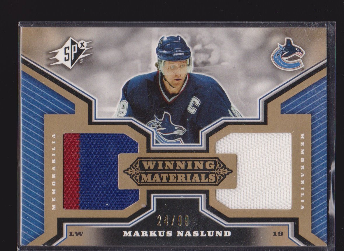 2005-06 SPx Winning Materials Gold #WMMN Markus Naslund 24/99 (image for) 2005-06 SPx Winning Materials Gold #WMMN Markus Naslund 24/99
